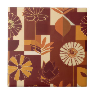 Rustieke herfst bloemige geometrische patroon (6) tegeltje