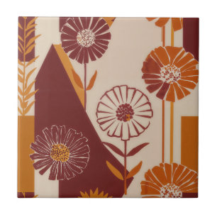 Rustieke herfst bloemige geometrische patroon (8) tegeltje