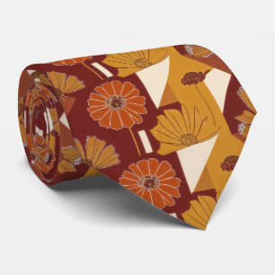 Rustieke herfst bloemige geometrische patroon stropdas