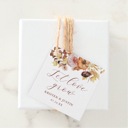 Rustieke herfst bloemige Laat liefde groeien huwel Bedankjes Labels (In situ)