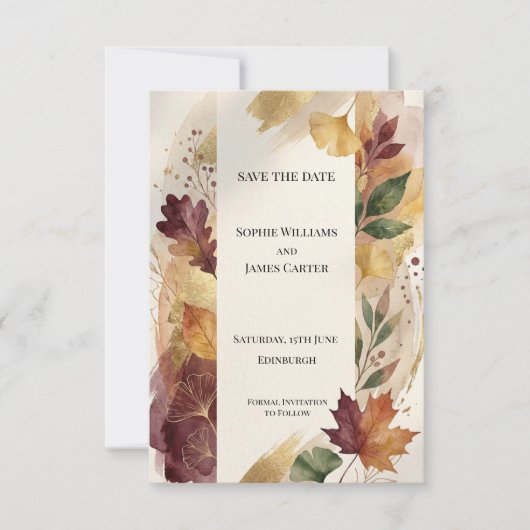 Rustieke herfst bloemige save the date kaart (Voorkant)