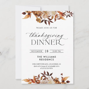 Rustieke herfst bloemige Thanksgiving uitnodiging