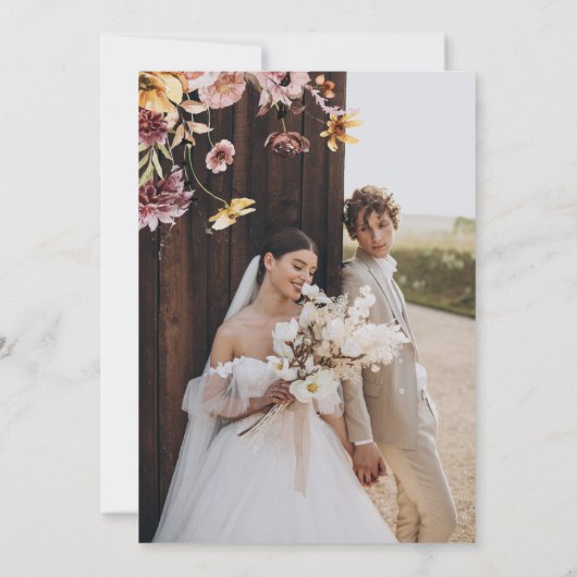 Rustieke herfst bloemige trouwkaart Save The Dates Kaart (Achterkant)