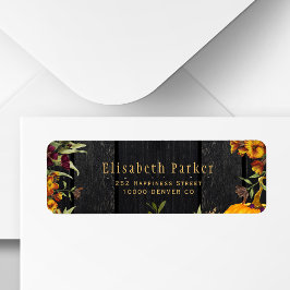 Rustieke herfst bloemrijke gouden typografie retou etiket
