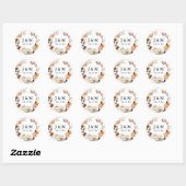 Rustieke Herfst Bloemstuk Bruiloft Monogram Ronde Sticker (Vel)