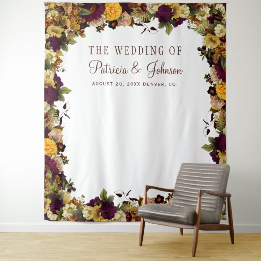 Rustieke herfst bloemstuk fotohouderset achtergron wandkleed (In situ)