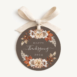 Rustieke herfst bloemstuk gelukkig thanksgiving bedankjes labels