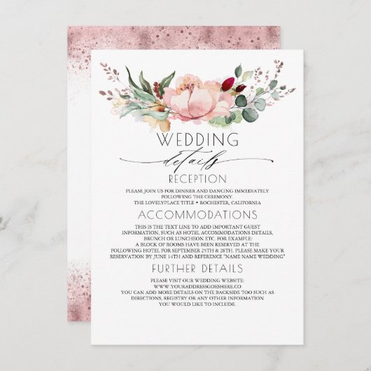 Rustieke Herfst Bloom Bruiloft Informatie Gast Informatiekaartje (Voorkant / Achterkant)