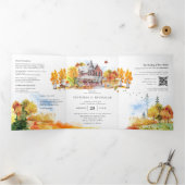 Rustieke herfst boerderij bruiloft drieluik uitnodiging (Binnen)