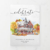 Rustieke herfst boerderij bruiloft drieluik uitnodiging (Cover)