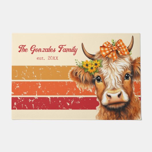 Rustieke Herfst Boerderij Familie Hoogland Koe Deu Deurmat (Voorkant)