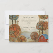 Rustieke Herfst Boerderij Lakefront Wedding Bedankkaart (Voorkant)