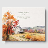 Rustieke herfst boerderij linnen print bruiloft ga gastenboek (Voorkant)