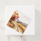 Rustieke herfst boerderij linnen print bruiloft gu bedankjes labels (In situ)