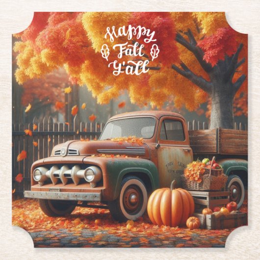Rustieke/ herfst boerderij truck kartonnen onderzetters (Voorkant)