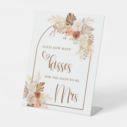 Rustieke Herfst Boho Arch Pampas Grass Raad Hoevee Reclamebord Met Voetstuk (Voorkant)