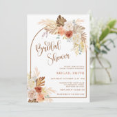 Rustieke Herfst Boho Arch Pampas Grass Vrijgezelle Kaart (Staand voorkant)