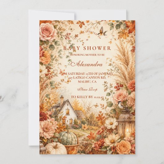 Rustieke herfst boho baby shower kaart (Voorkant)