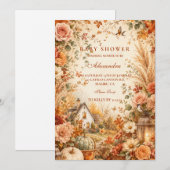 Rustieke herfst boho baby shower kaart (Voorkant / Achterkant)