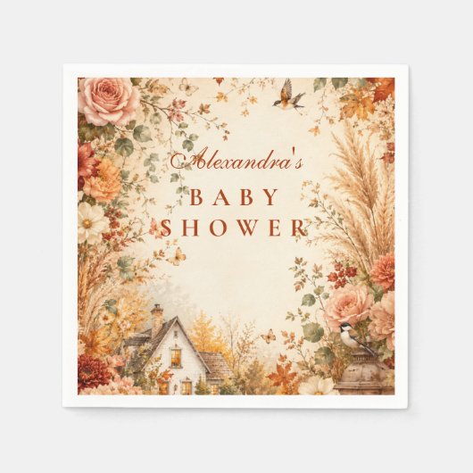 Rustieke herfst boho baby shower servet (Voorkant)