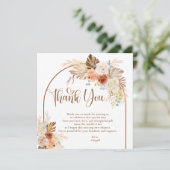 Rustieke Herfst Boho Boog Pampas Gras Bruids Bruil Bedankkaart (Staand voorkant)