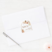 Rustieke Herfst Boho Boog Pampas Gras Bruids Bruil Vierkante Sticker (Envelop)