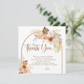 Rustieke Herfst Boho Boog Pampas Gras Bruidsdiner Bedankkaart (Staand voorkant)