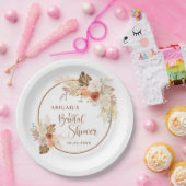 Rustieke herfst boho boog Pampas gras Bruidsdouche Papieren Bordje (Feest)