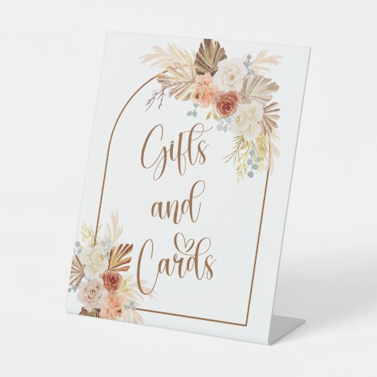 Rustieke Herfst Boho Boog Pampas Gras Geschenken e Reclamebord Met Voetstuk (Voorkant)