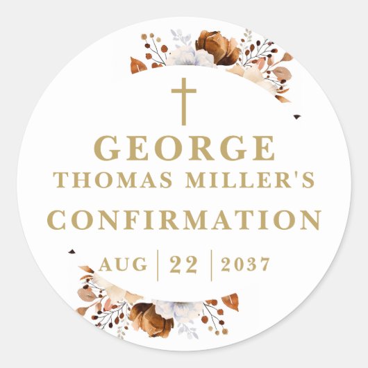 Rustieke Herfst Boho Botanisch Modern Bevestiging Ronde Sticker (Voorkant)