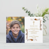 Rustieke Herfst Boho Elegant Bloemen Fotobevestigi Bedankkaart (Staand voorkant)