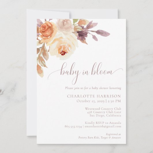 Rustieke herfst Boho Floral | BABY SHOWER Kaart (Voorkant)