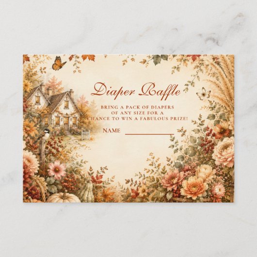 Rustieke herfst boho luierraffle informatiekaartje (Voorkant)