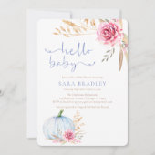 Rustieke herfst boho pompoen baby jongen douche kaart (Voorkant)