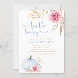 Rustieke herfst boho pompoen baby jongen douche kaart