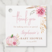 Rustieke herfst boho pompoen baby meisje douche bedankjes labels (Voorkant)