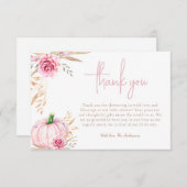 Rustieke herfst boho pompoen baby meisje douche bedankkaart (Voorkant / Achterkant)