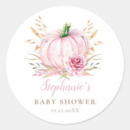 Rustieke herfst boho pompoen baby meisje douche ronde sticker