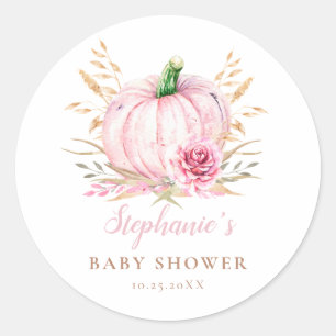 Rustieke herfst boho pompoen baby meisje douche ronde sticker