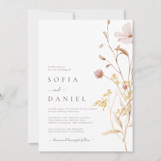 Rustieke Herfst Boho Waterverf bruiloft Kaart (Voorkant)