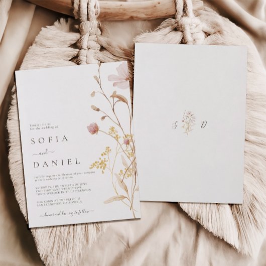 Rustieke Herfst Boho Waterverf bruiloft Kaart