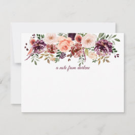 Rustieke herfst Boho Waterverf Floral Monogram Notitiekaartje