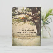 rustieke Herfst boomsnaar van Lichten Bruiloft Kaart (Staand voorkant)