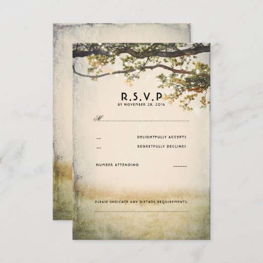 Rustieke Herfst boomtakken Bruiloft RSVP Kaarten (Voorkant / Achterkant)