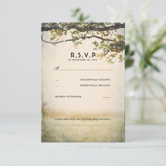 Rustieke Herfst boomtakken Bruiloft RSVP Kaarten Kaartje (Staand voorkant)