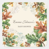 Rustieke herfst bos baby shower vierkante sticker (Voorkant)