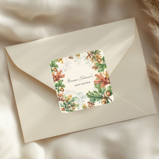 Rustieke herfst bos baby shower vierkante sticker