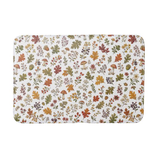 Rustieke Herfst Bos Bladeren Paddenstoel Patroon Badmat (Voorkant)