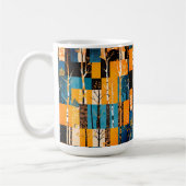 Rustieke herfst bos boom patchwork quiltpatroon koffiemok (Links)