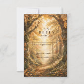 Rustieke herfst bos bruiloft RSVP kaartje (Voorkant)